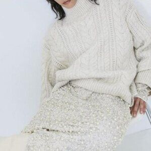 H&M Cable-knit Mock Turtleneck Sweater, S